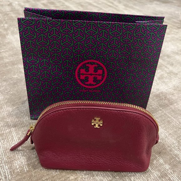 Tory Burch Small BURGUNDY Leather Pouch Bag